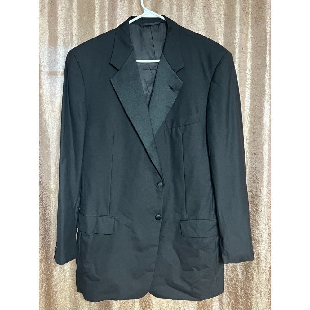 Hickey Freeman Men's 44 Long Black Two-Button Blazer Tuxedo Jacket 100% Wool